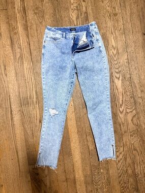 Express Light Wash Blue Distressed High-Rise Jeans